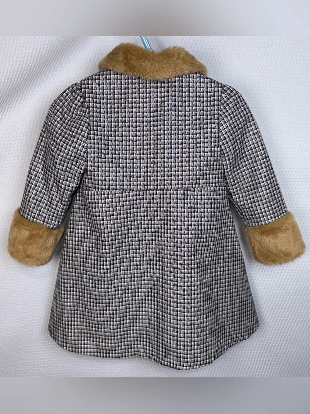 Purple Rose Toddler Girls 18M Houndstooth Coat Faux Fur Trim Dress Winter Jacket